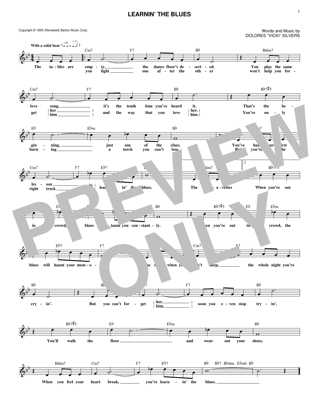 Download Rosemary Clooney Learnin' The Blues Sheet Music and learn how to play Voice PDF digital score in minutes