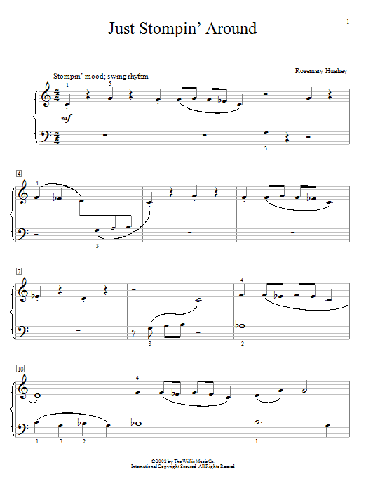 Download Rosemary Hughey Just Stompin' Around Sheet Music and learn how to play Easy Piano PDF digital score in minutes