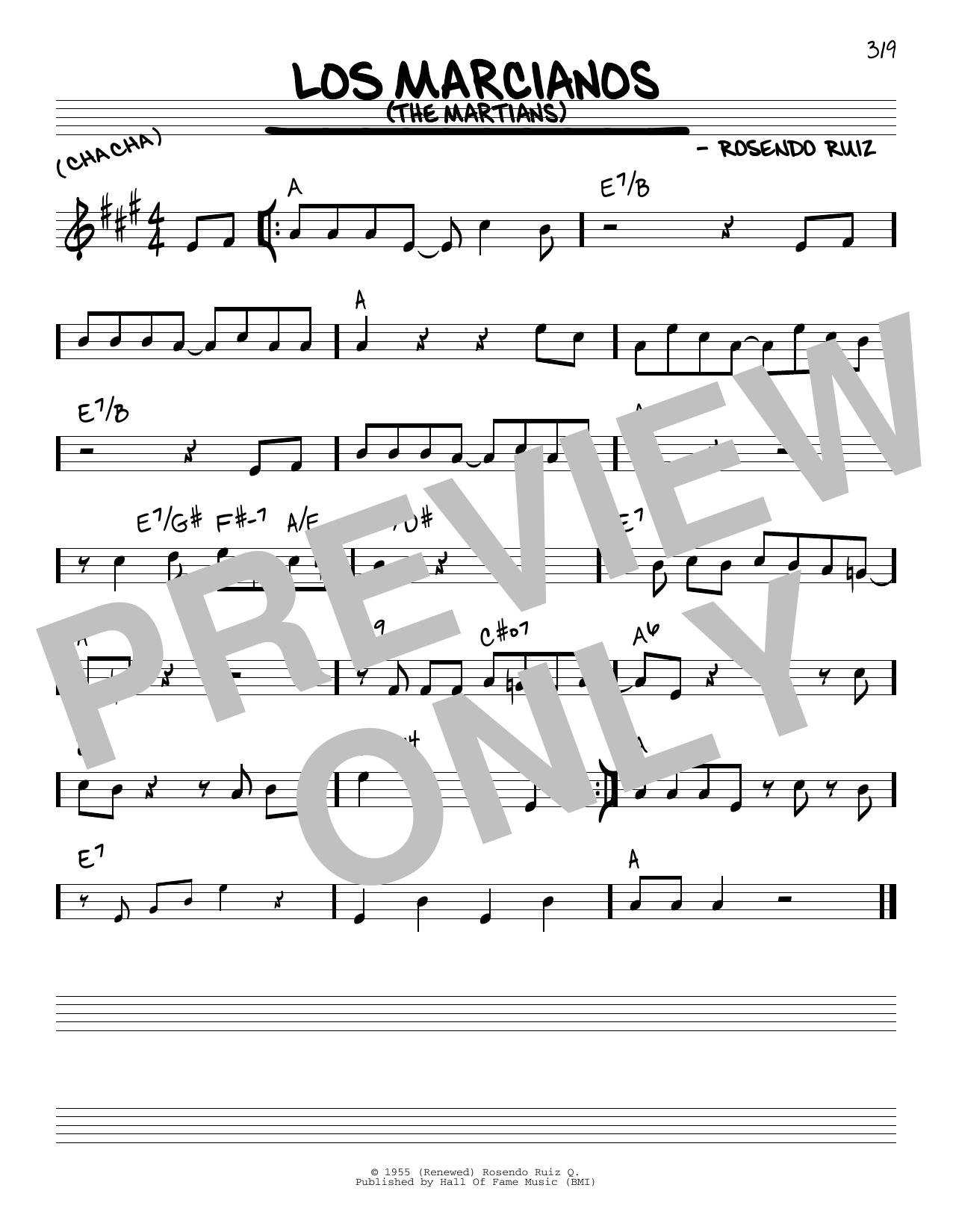 Download Rosendo Ruiz Los Marcianos (The Martians) Sheet Music and learn how to play Real Book – Melody & Chords PDF digital score in minutes