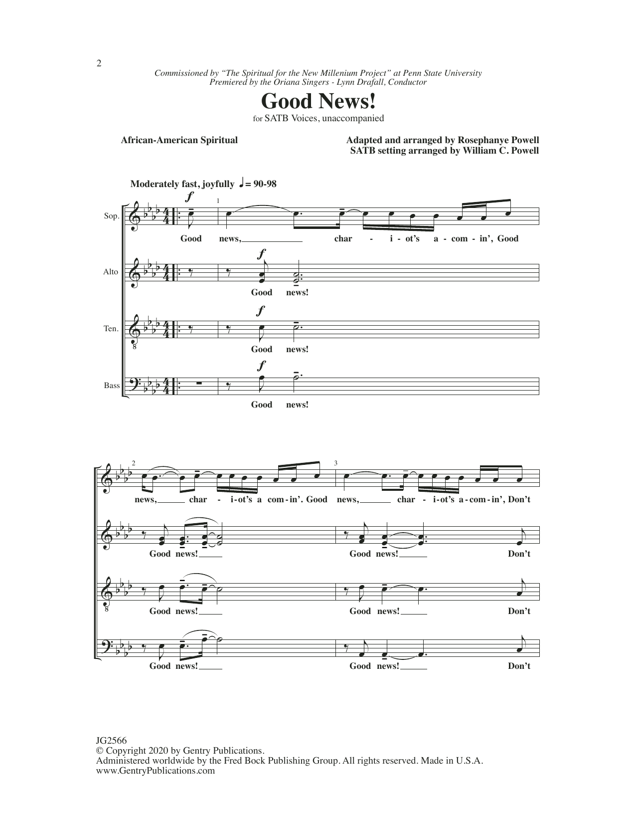 Download Rosephanye & William C. Powell Good News Sheet Music and learn how to play SATB Choir PDF digital score in minutes