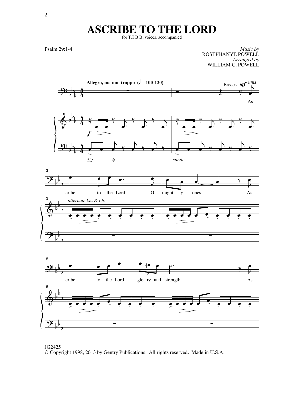 Download Rosephanye Powell Ascribe To The Lord (arr. William C. Powell) Sheet Music and learn how to play TTBB Choir PDF digital score in minutes