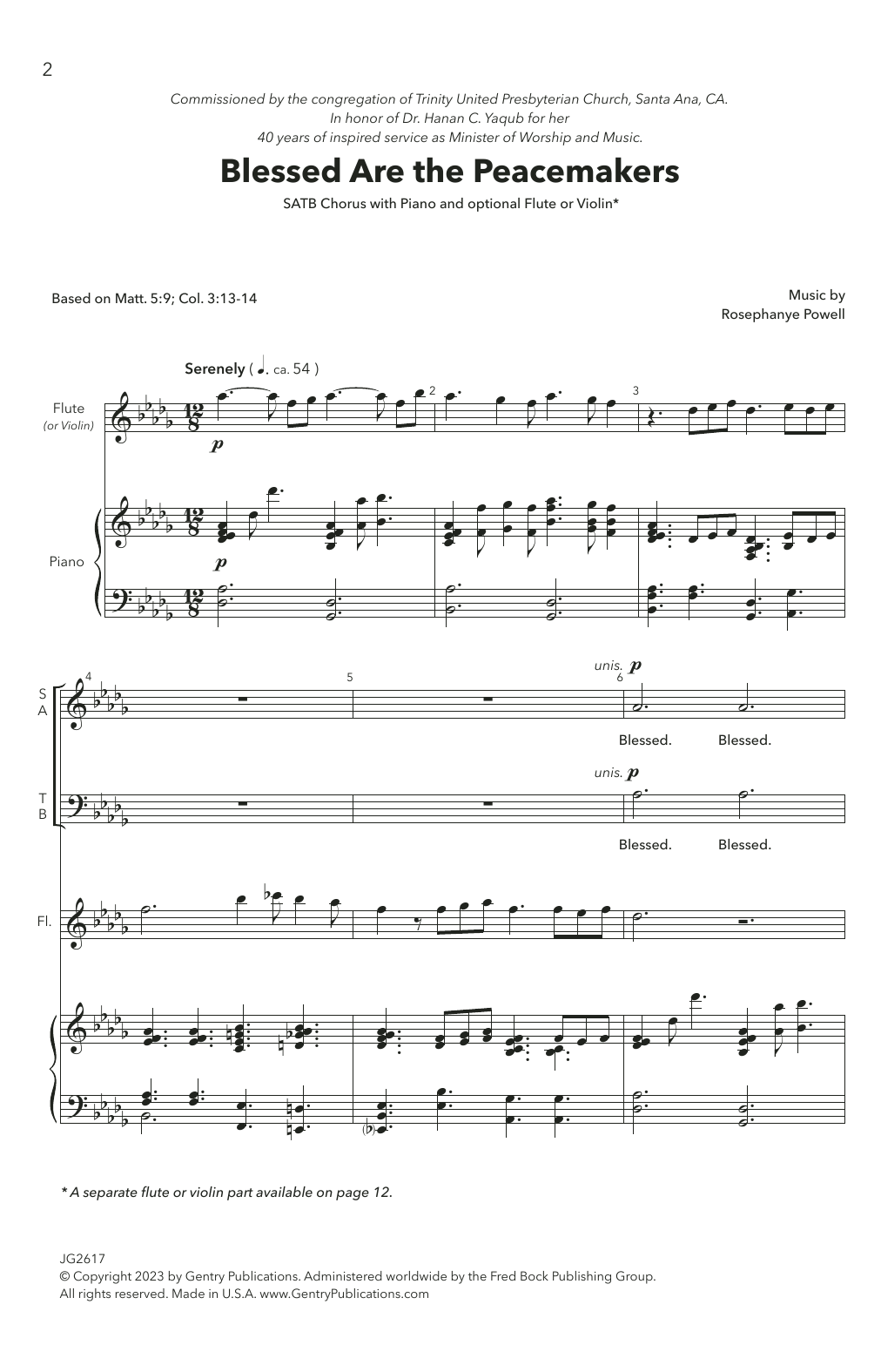 Download Rosephanye Powell Blessed Are The Peacemakers Sheet Music and learn how to play SATB Choir PDF digital score in minutes