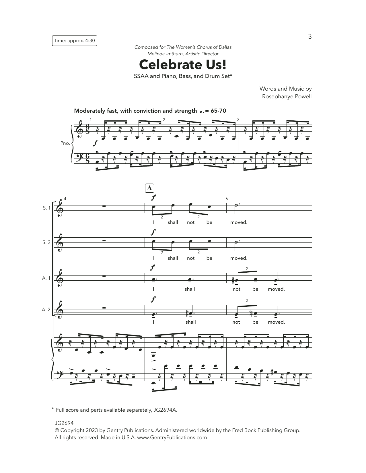 Download Rosephanye Powell Celebrate Us! Sheet Music and learn how to play SSA Choir PDF digital score in minutes