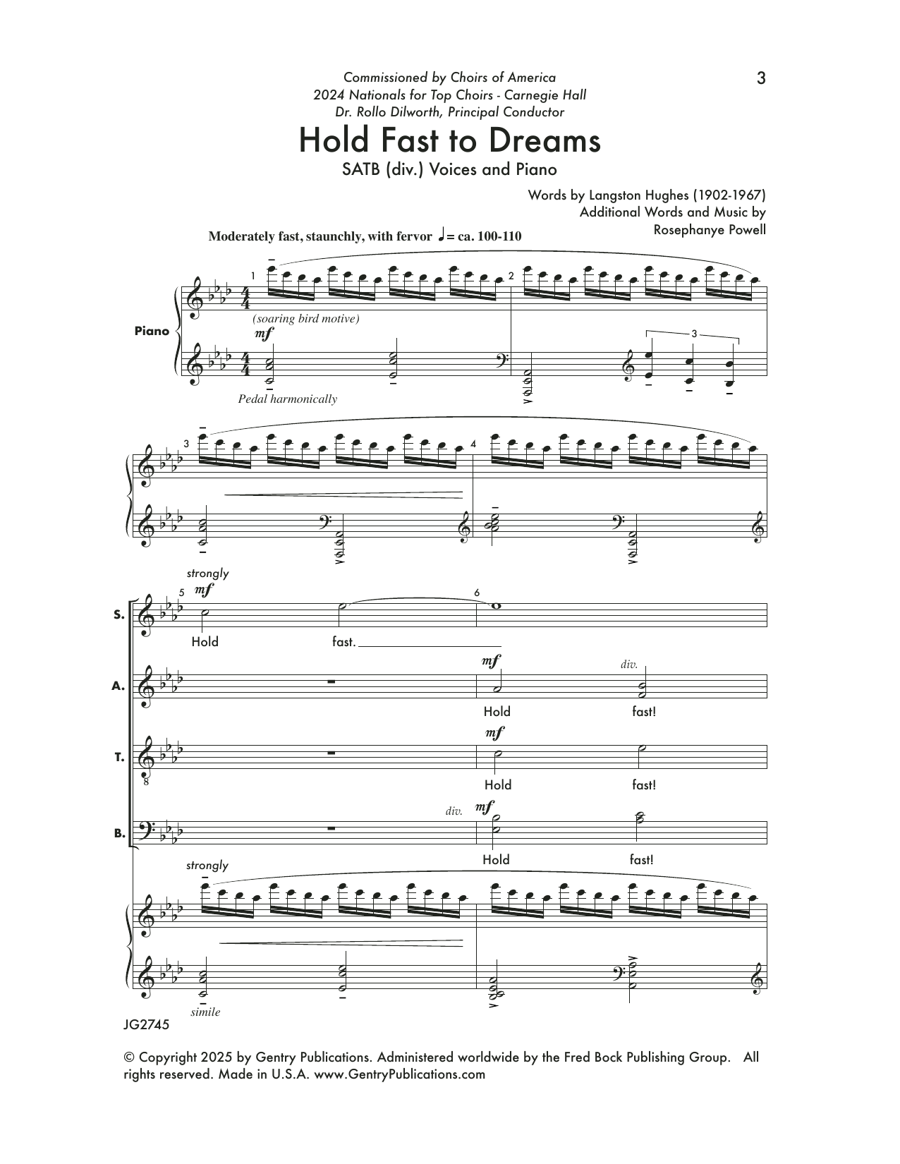 Download Rosephanye Powell Hold Fast to Dreams Sheet Music and learn how to play SATB Choir PDF digital score in minutes