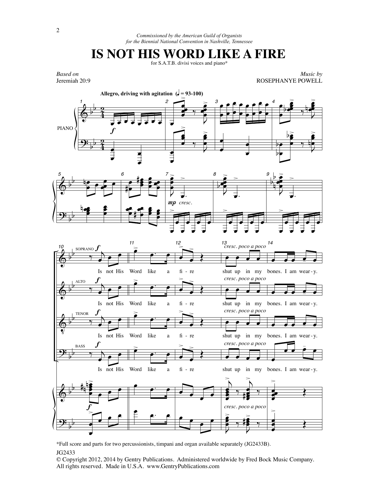 Download Rosephanye Powell Is Not His Word like a Fire Sheet Music and learn how to play SATB Choir PDF digital score in minutes