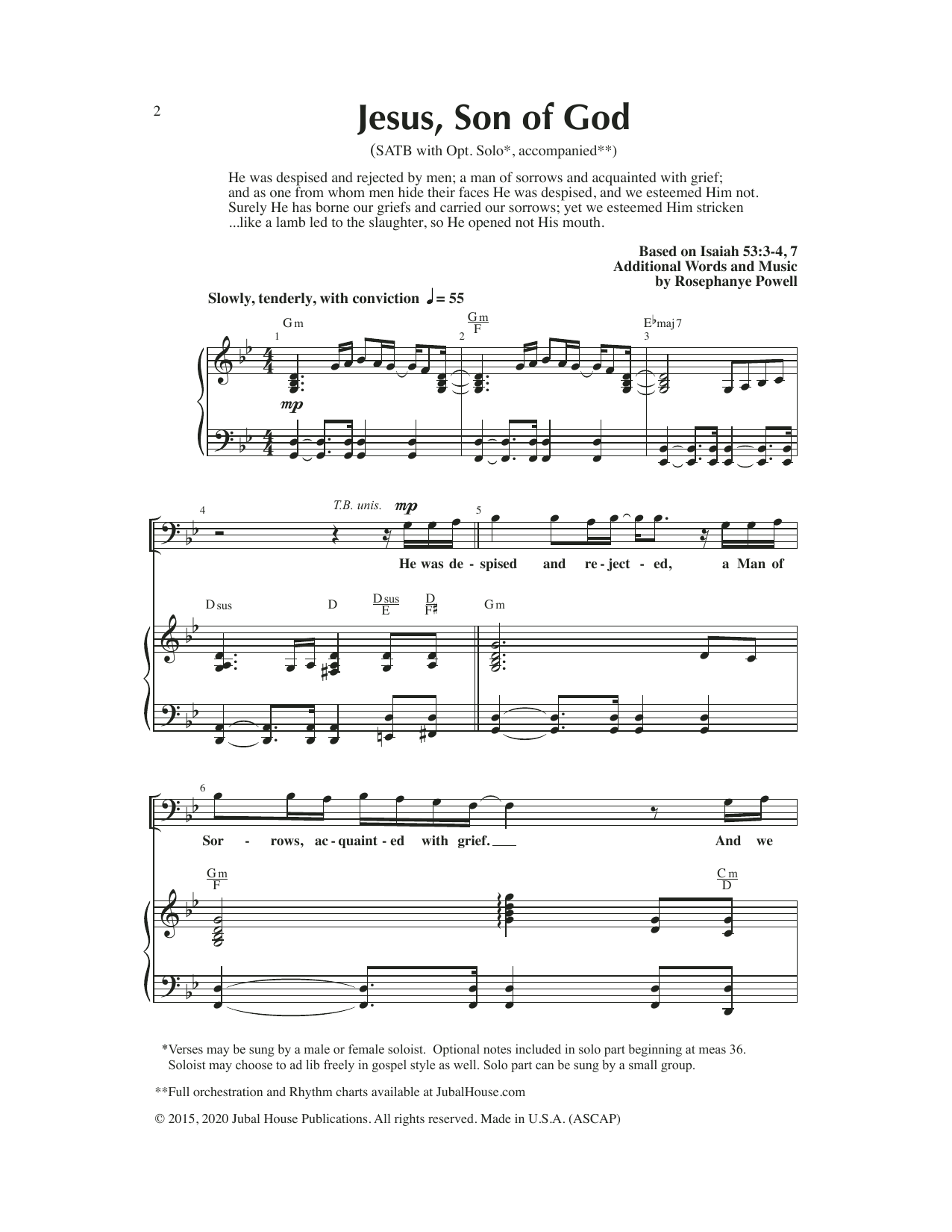 Download Rosephanye Powell Jesus, Son Of God Sheet Music and learn how to play SATB Choir PDF digital score in minutes