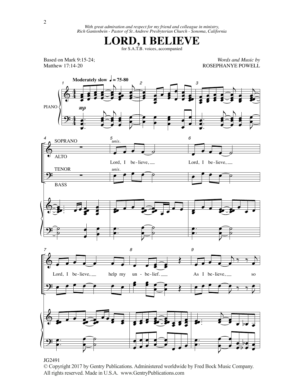 Download Rosephanye Powell Lord, I Believe Sheet Music and learn how to play SATB Choir PDF digital score in minutes