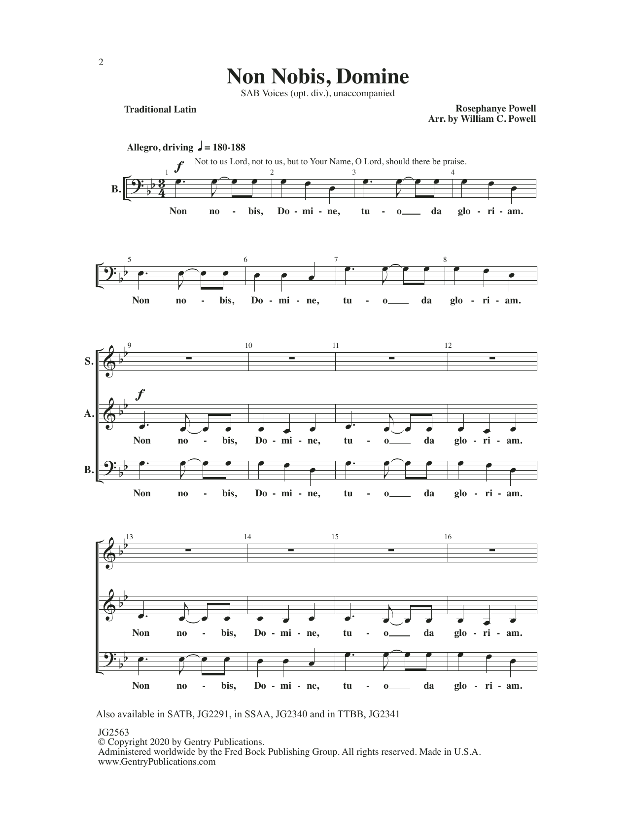 Download Rosephanye Powell Non Nobis, Domine (arr. William C. Powell) Sheet Music and learn how to play SSAA Choir PDF digital score in minutes