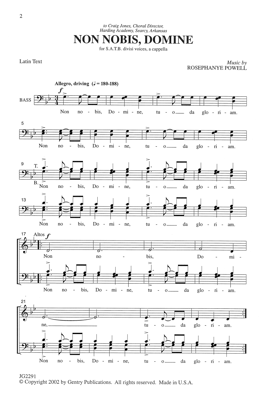 Download Rosephanye Powell Non Nobis, Domine Sheet Music and learn how to play SATB Choir PDF digital score in minutes