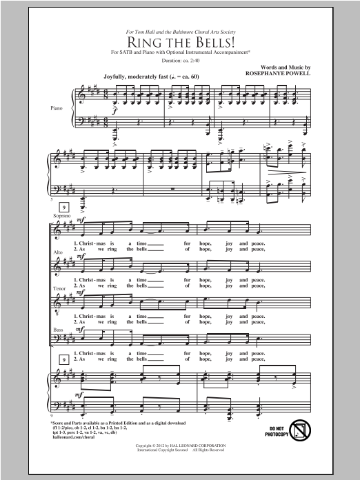 Download Rosephanye Powell Ring The Bells! Sheet Music and learn how to play SATB PDF digital score in minutes