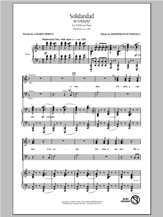 Download Rosephanye Powell Solidaridad (In Solidarity) Sheet Music and learn how to play TTBB Choir PDF digital score in minutes