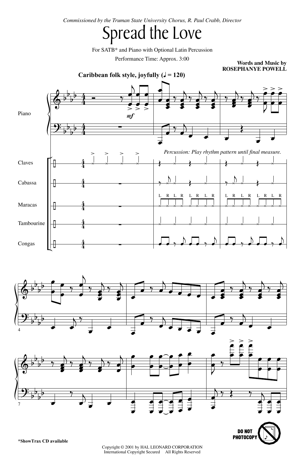 Download Rosephanye Powell Spread The Love Sheet Music and learn how to play SATB Choir PDF digital score in minutes