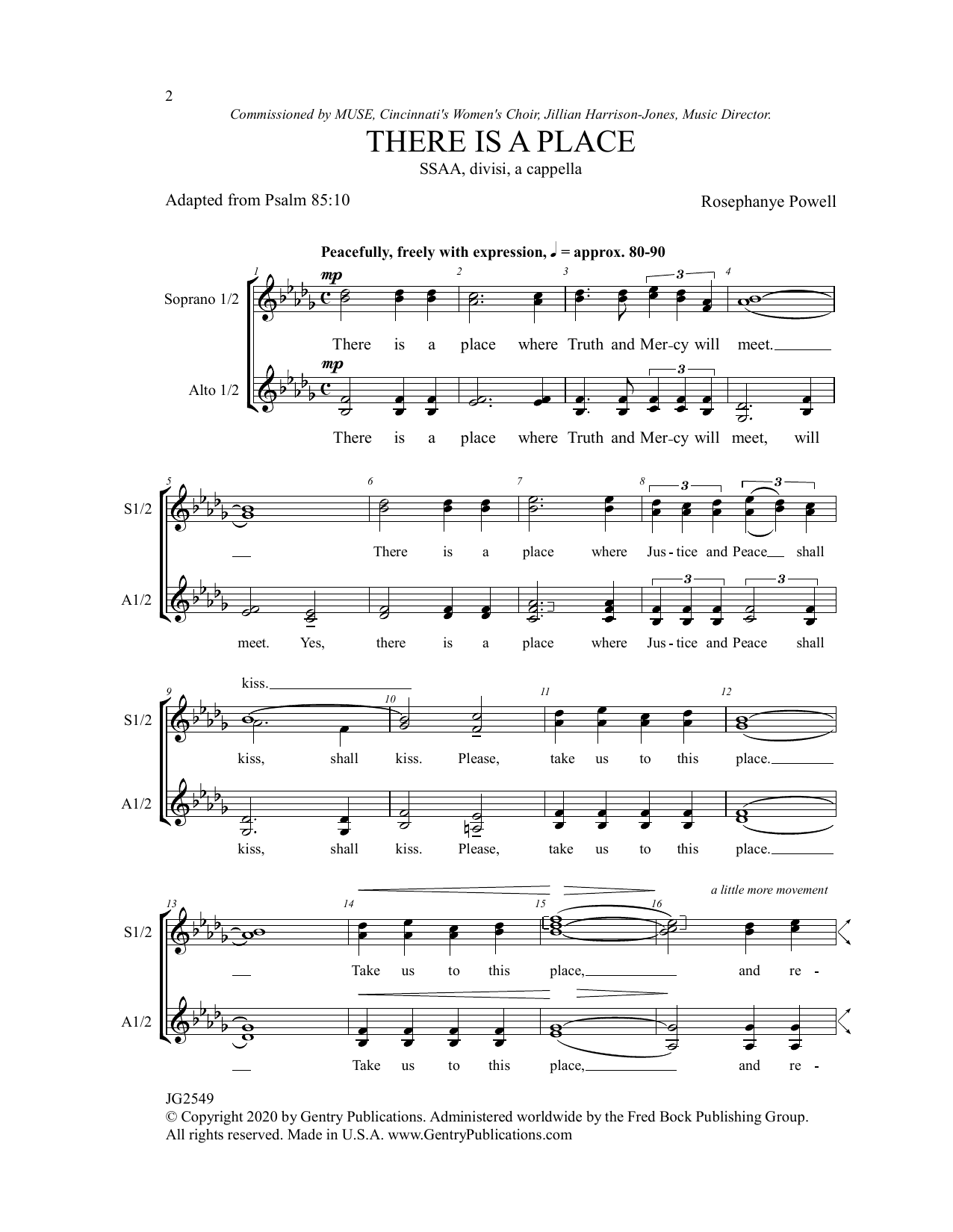 Download Rosephanye Powell There Is A Place Sheet Music and learn how to play SSAA Choir PDF digital score in minutes