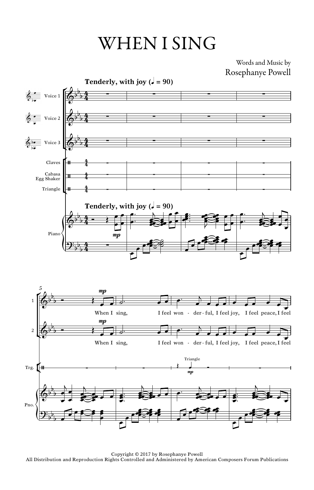 Download Rosephanye Powell When I Sing Sheet Music and learn how to play 3-Part Mixed Choir PDF digital score in minutes