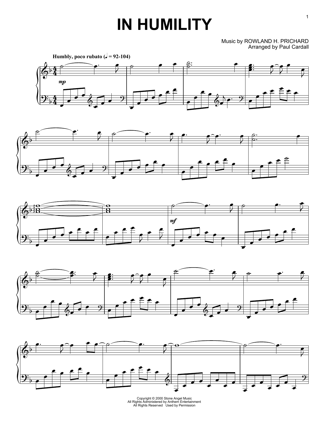 Download Rowland H. Prichard In Humility (arr. Paul Cardall) Sheet Music and learn how to play Piano Solo PDF digital score in minutes