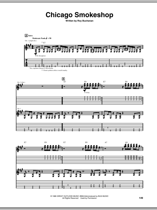 Download Roy Buchanan Chicago Smokeshop Sheet Music and learn how to play Real Book – Melody, Lyrics & Chords PDF digital score in minutes