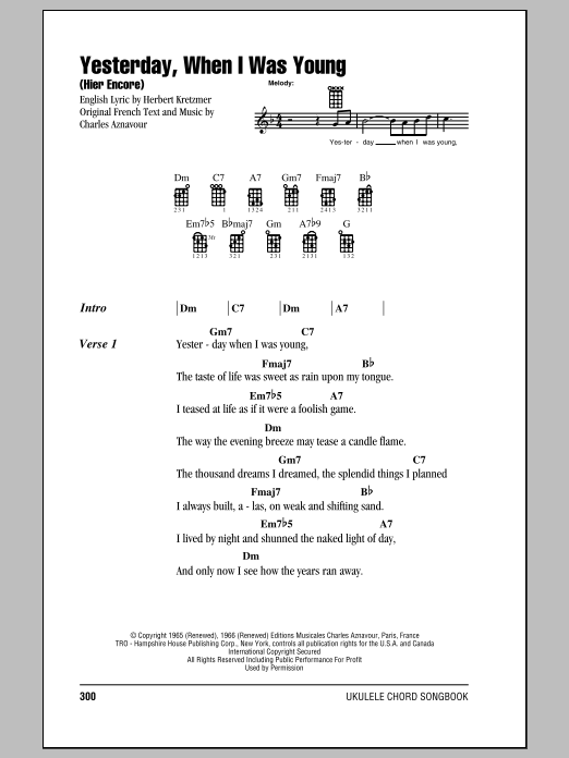 Download Roy Clark Yesterday, When I Was Young (Hier Encore) Sheet Music and learn how to play Alto Sax Solo PDF digital score in minutes