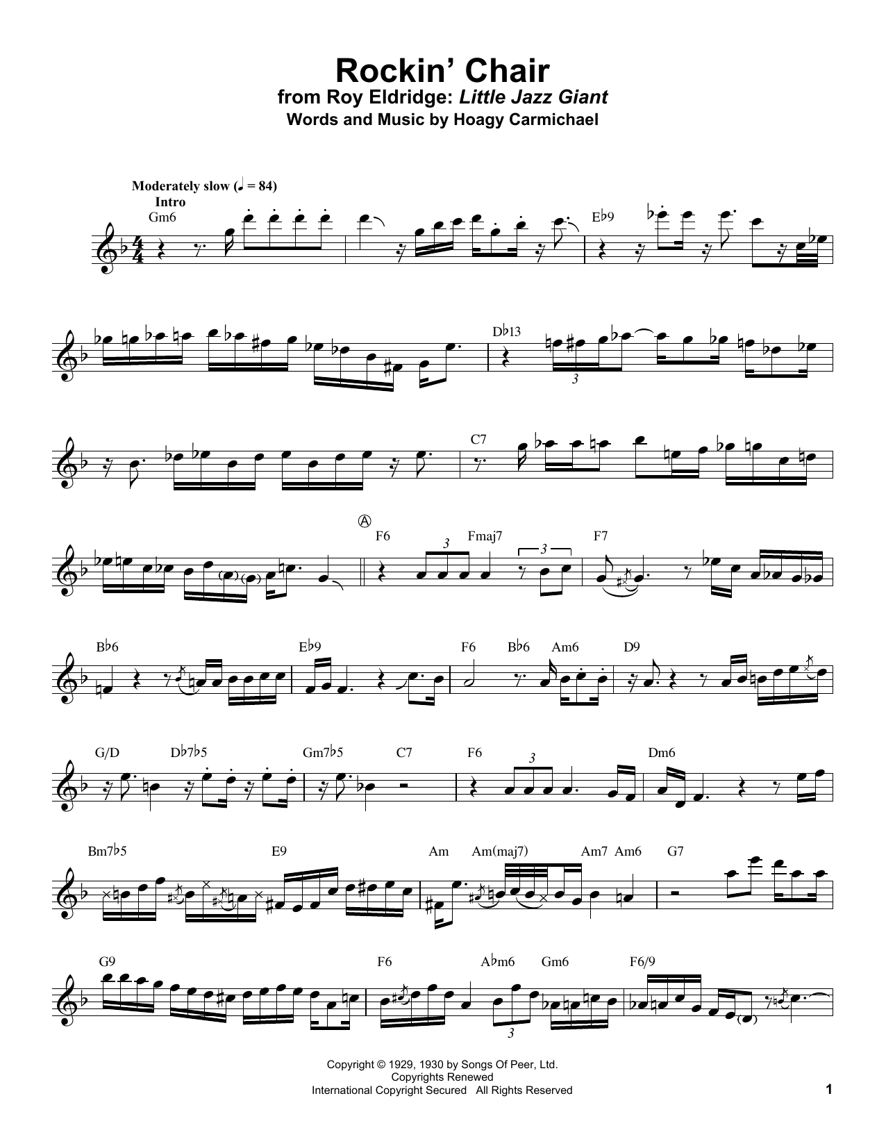 Download Hoagy Carmichael Rockin' Chair Sheet Music and learn how to play Trumpet Transcription PDF digital score in minutes