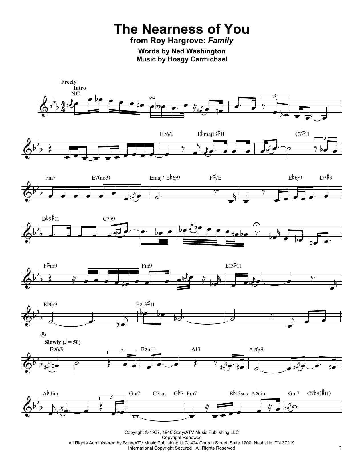 Download Hoagy Carmichael The Nearness Of You Sheet Music and learn how to play Trumpet Transcription PDF digital score in minutes