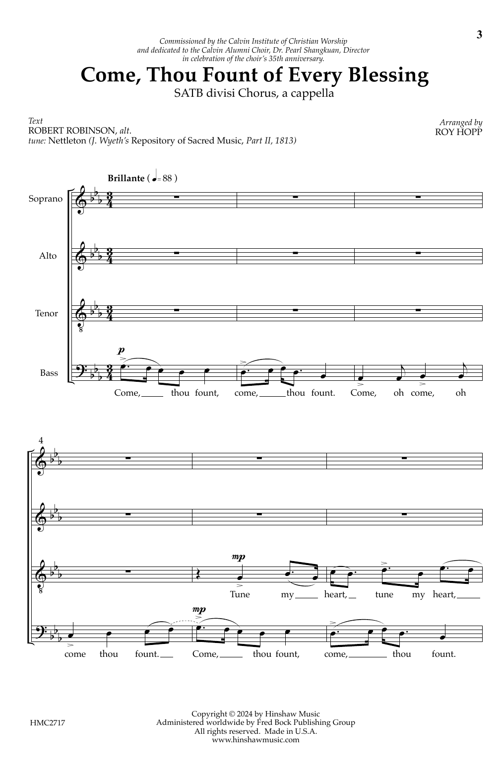 Download Roy Hopp Come, Thou Fount of Every Blessing Sheet Music and learn how to play SATB Choir PDF digital score in minutes