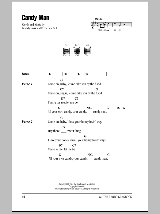 Download Roy Orbison Candy Man Sheet Music and learn how to play Lyrics & Chords PDF digital score in minutes