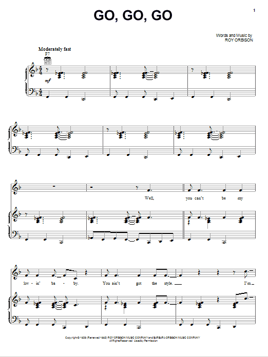 Download Roy Orbison Go, Go, Go Sheet Music and learn how to play Guitar Tab PDF digital score in minutes