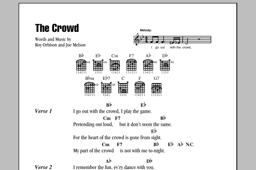 Download Roy Orbison The Crowd Sheet Music and learn how to play Lyrics & Chords PDF digital score in minutes