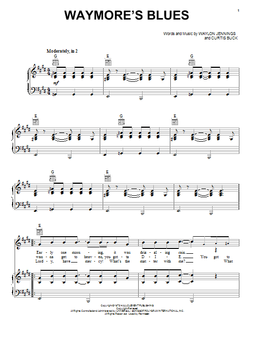 Download Roy Orbison Waymore's Blues Sheet Music and learn how to play Piano, Vocal & Guitar (Right-Hand Melody) PDF digital score in minutes
