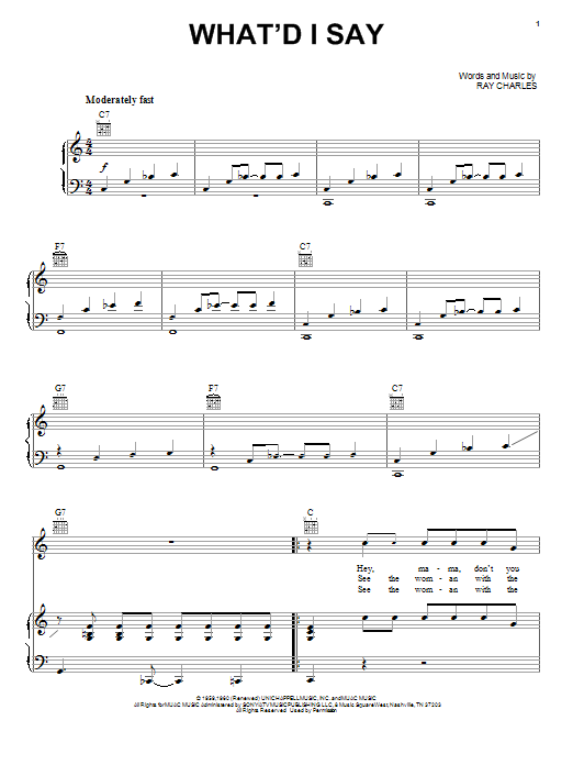 Download Roy Orbison What'd I Say Sheet Music and learn how to play Piano, Vocal & Guitar (Right-Hand Melody) PDF digital score in minutes