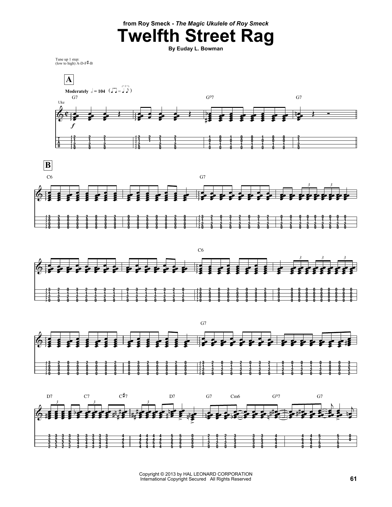 Download Roy Smeck Twelfth Street Rag Sheet Music and learn how to play UKETAB PDF digital score in minutes