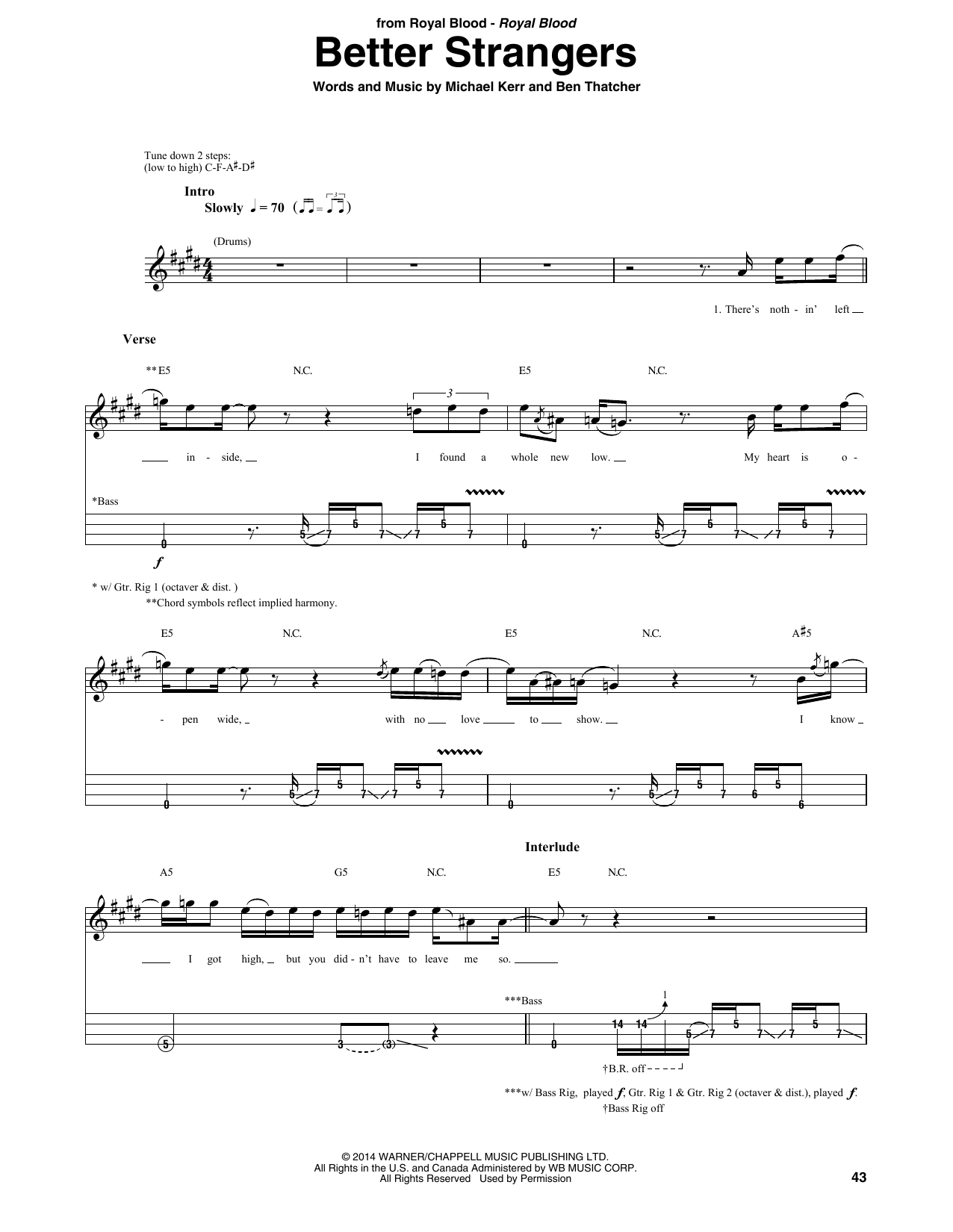 Download Royal Blood Better Strangers Sheet Music and learn how to play Bass Guitar Tab PDF digital score in minutes