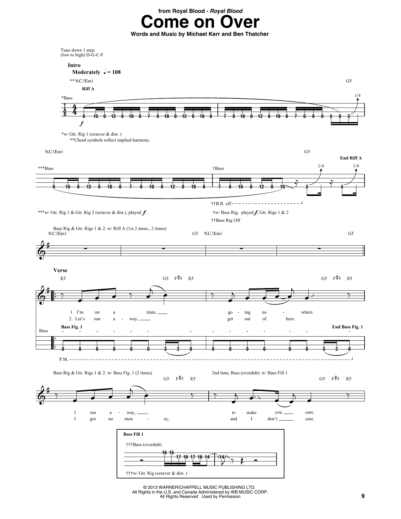Download Royal Blood Come On Over Sheet Music and learn how to play Bass Guitar Tab PDF digital score in minutes