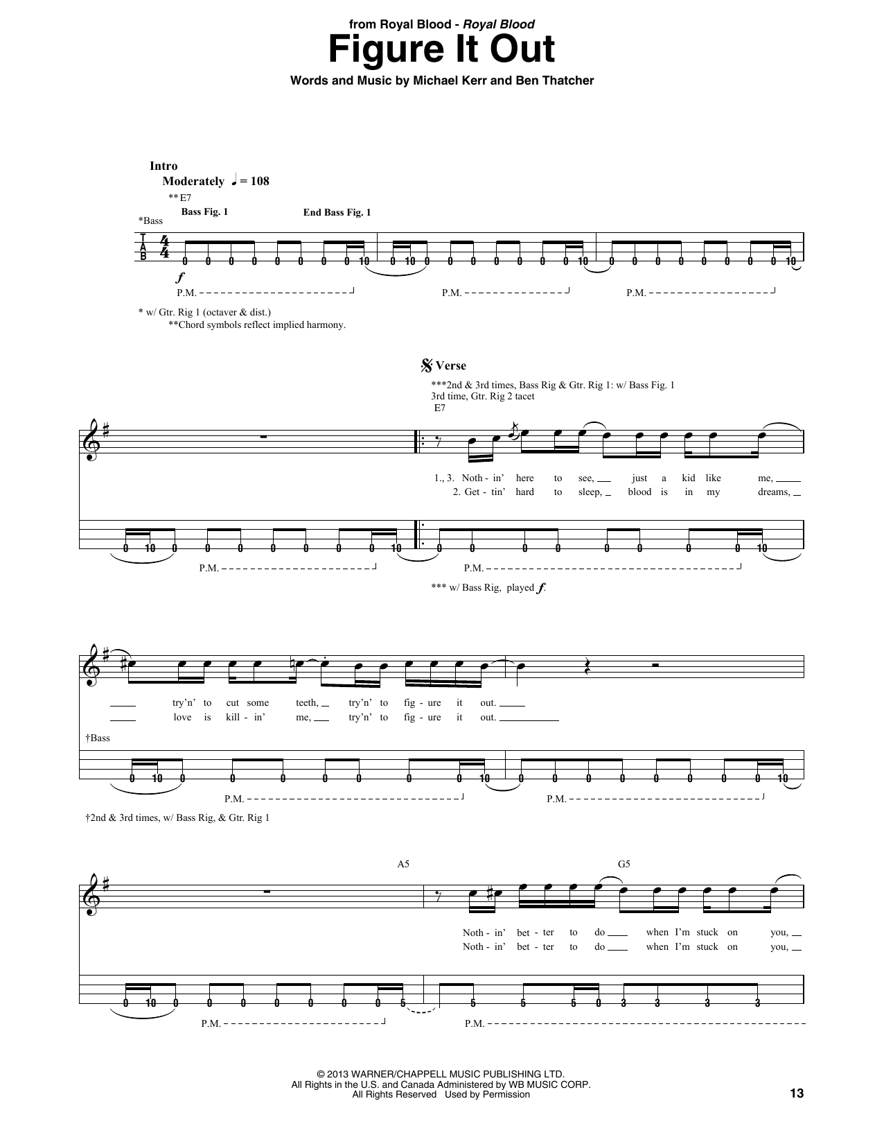 Download Royal Blood Figure It Out Sheet Music and learn how to play Bass Guitar Tab PDF digital score in minutes