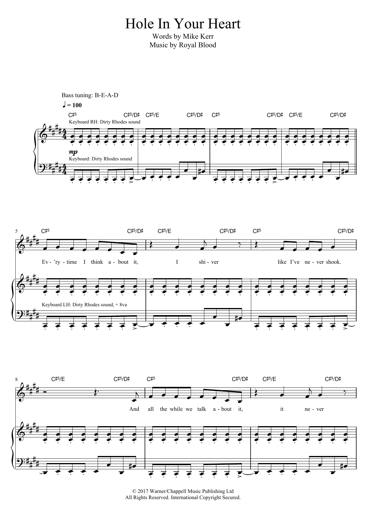 Download Royal Blood Hole In Your Heart Sheet Music and learn how to play Bass Guitar Tab PDF digital score in minutes