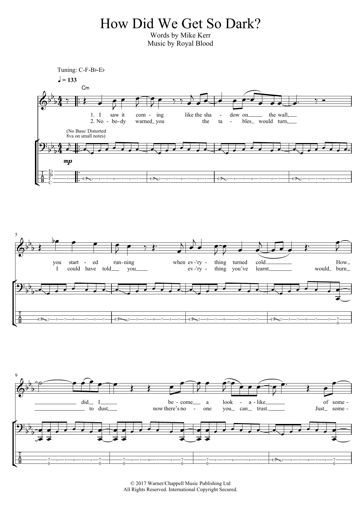 Download Royal Blood How Did We Get So Dark? Sheet Music and learn how to play Bass Guitar Tab PDF digital score in minutes