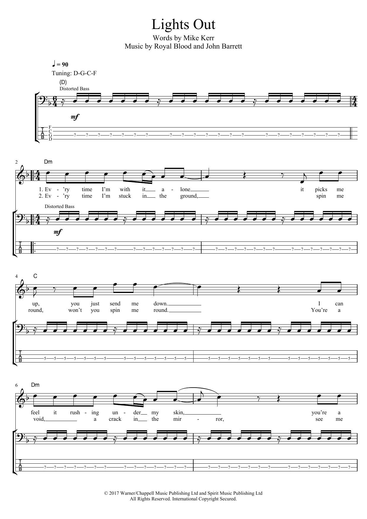 Download Royal Blood Lights Out Sheet Music and learn how to play Bass Guitar Tab PDF digital score in minutes