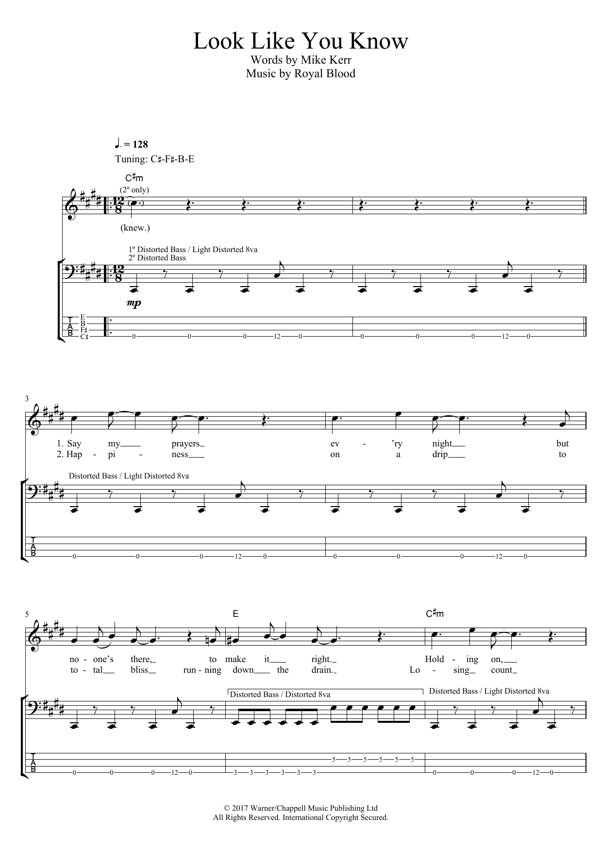 Download Royal Blood Look Like You Know Sheet Music and learn how to play Bass Guitar Tab PDF digital score in minutes