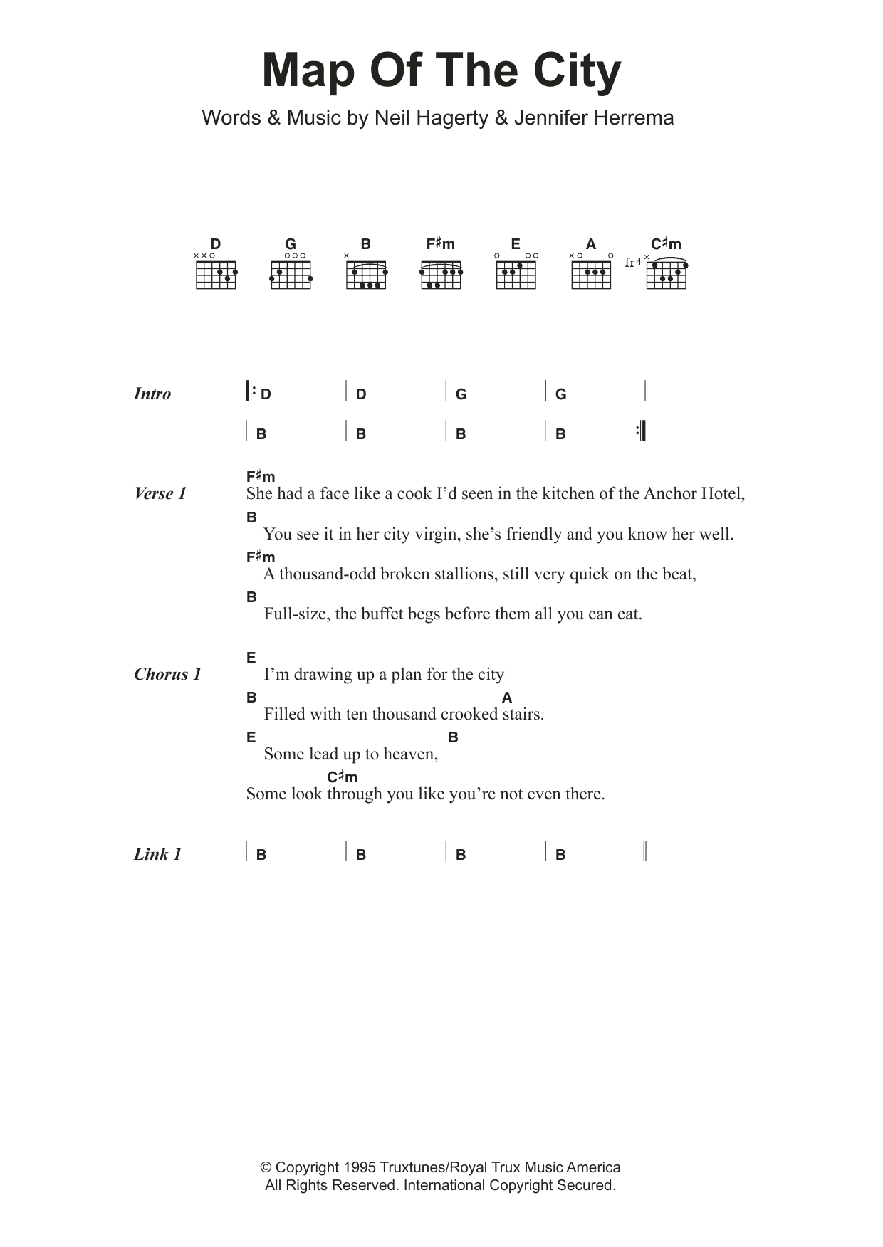 Download Royal Trux Map Of The City Sheet Music and learn how to play Lyrics & Chords PDF digital score in minutes
