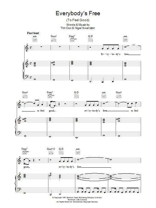 Download Rozalla Everybody's Free (To Feel Good) Sheet Music and learn how to play Lyrics & Chords PDF digital score in minutes