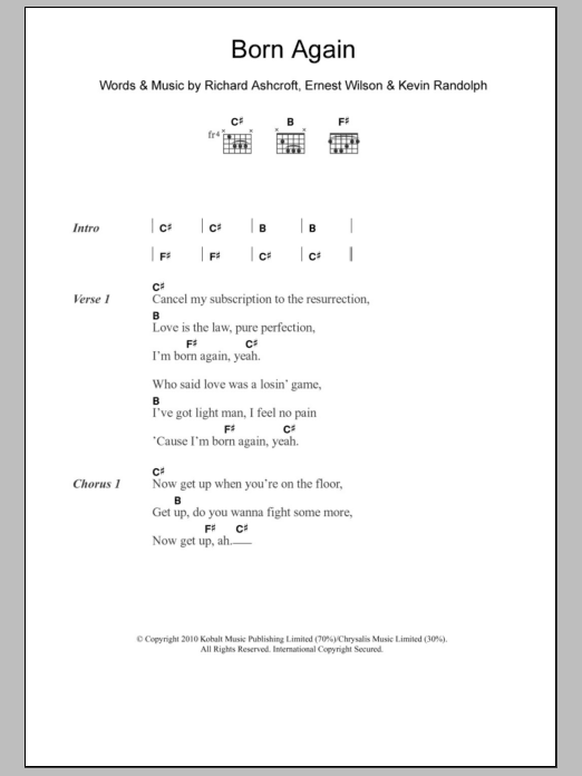 Download RPA & The United Nations Of Sound Born Again Sheet Music and learn how to play Lyrics & Chords PDF digital score in minutes