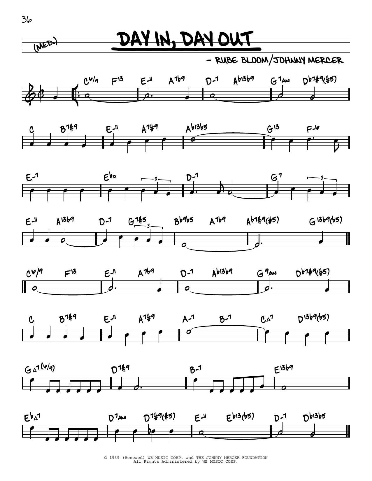 Download Rube Bloom Day In, Day Out (arr. David Hazeltine) Sheet Music and learn how to play Real Book – Enhanced Chords PDF digital score in minutes