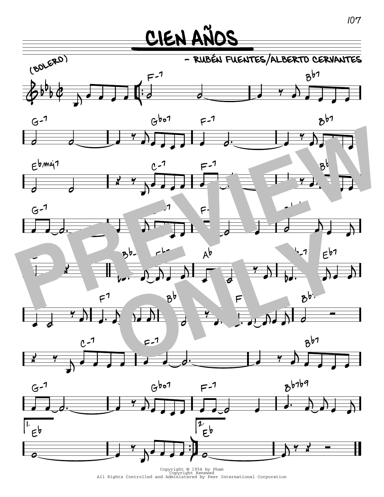 Download Rubén Fuentes Cien Años Sheet Music and learn how to play Real Book – Melody & Chords PDF digital score in minutes