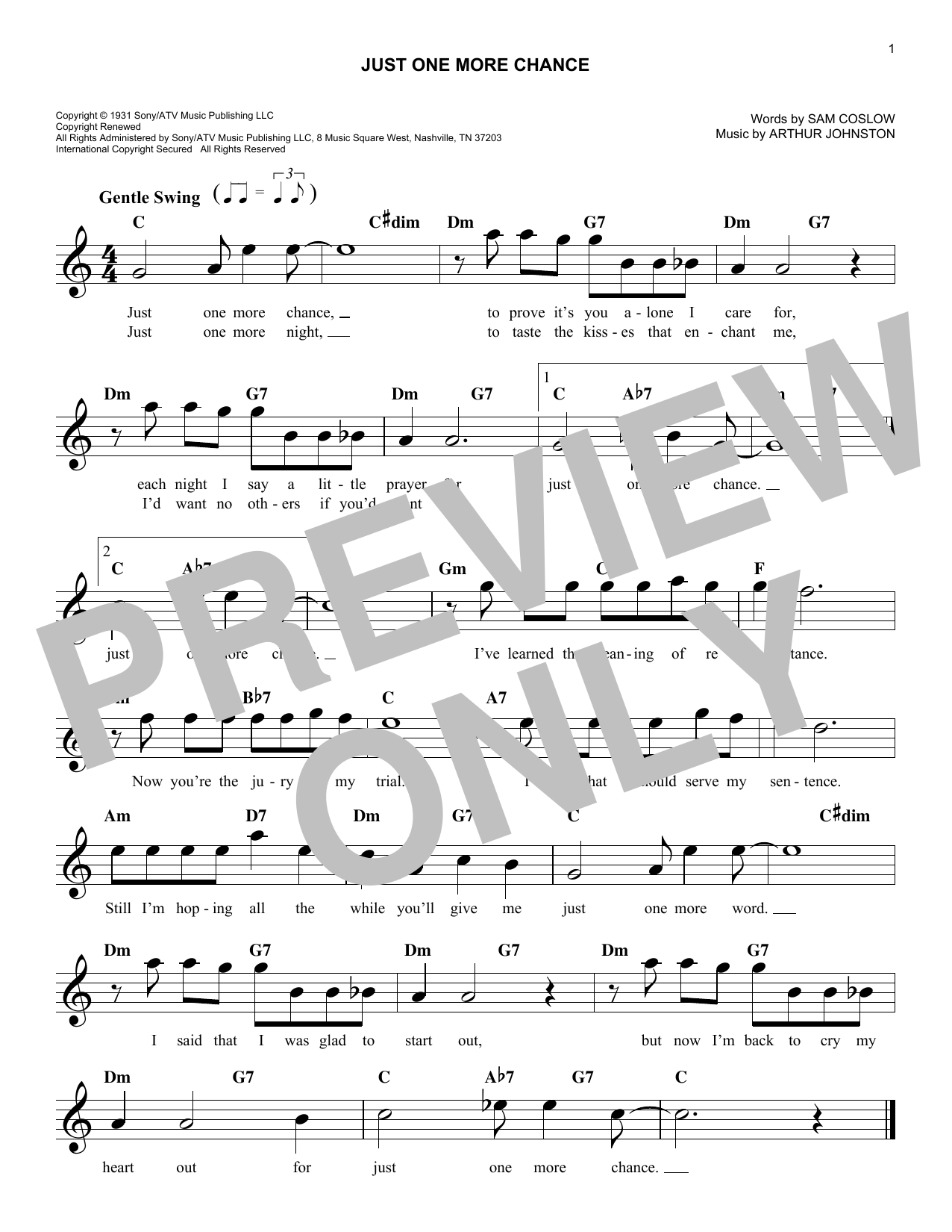 Download Ruby Braff Just One More Chance Sheet Music and learn how to play Melody Line, Lyrics & Chords PDF digital score in minutes