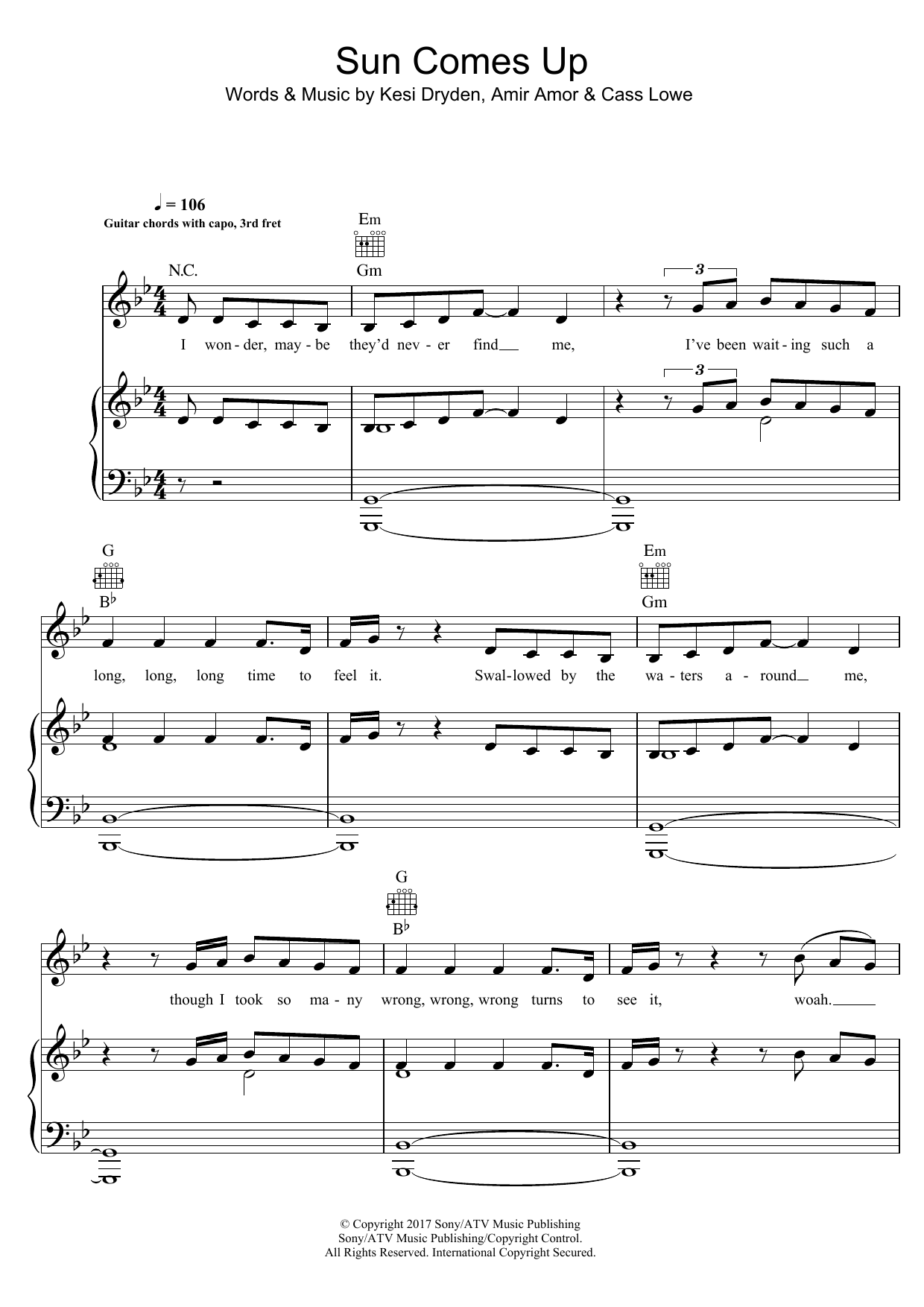 Download Rudimental Sun Comes Up (feat. James Arthur) Sheet Music and learn how to play Piano, Vocal & Guitar (Right-Hand Melody) PDF digital score in minutes