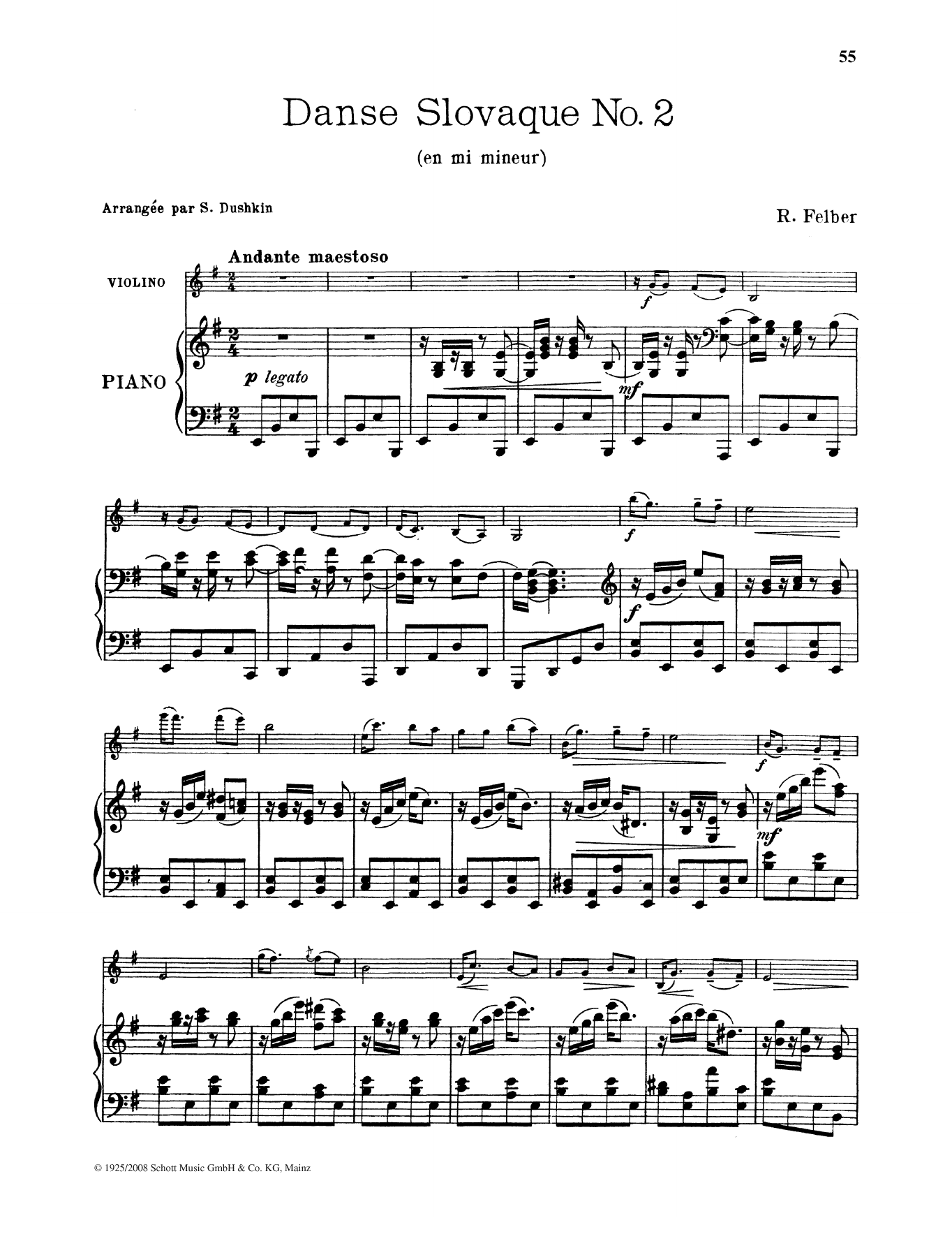 Download Rudolf Felber Danse Slovaque No. 2 Sheet Music and learn how to play String Solo PDF digital score in minutes