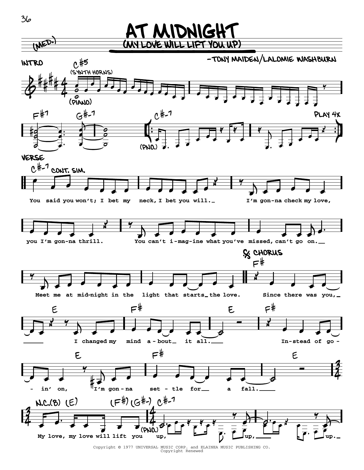 Download Rufus At Midnight (My Love Will Lift You Up) Sheet Music and learn how to play Real Book – Melody & Chords PDF digital score in minutes