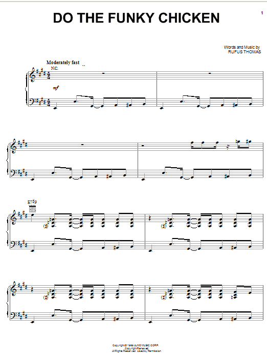 Download Rufus Thomas Do The Funky Chicken Sheet Music and learn how to play Piano, Vocal & Guitar (Right-Hand Melody) PDF digital score in minutes