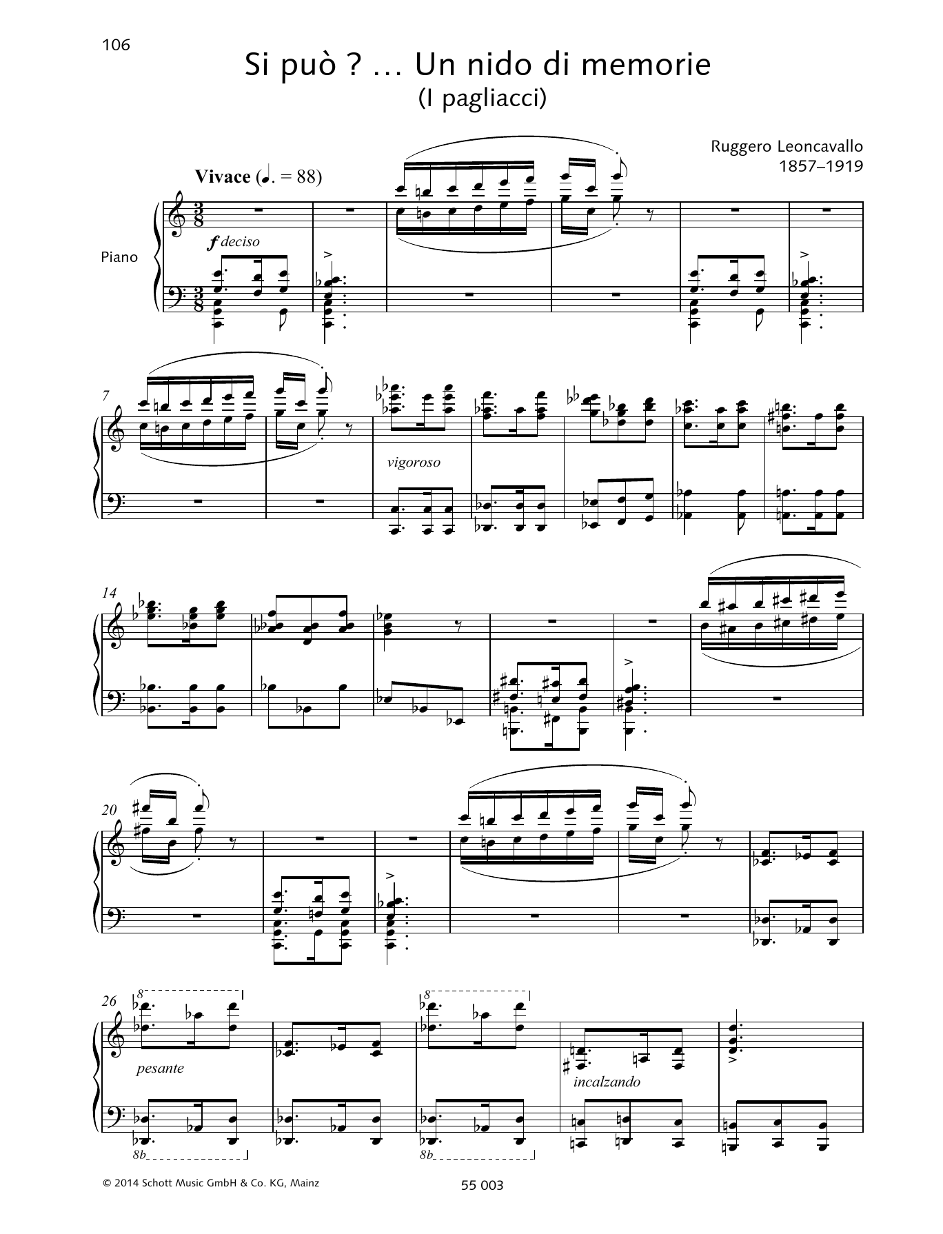 Download Ruggiero Leoncavallo Si può? ... Un nido di memorie Sheet Music and learn how to play Piano & Vocal PDF digital score in minutes