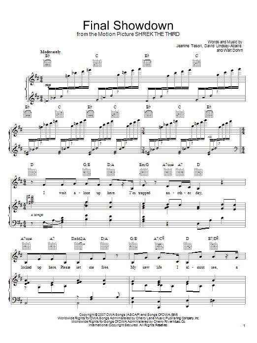 Download Rupert Everett Final Showdown Sheet Music and learn how to play Piano, Vocal & Guitar (Right-Hand Melody) PDF digital score in minutes