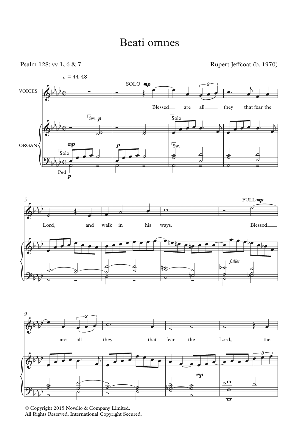 Download Rupert Jeffcoat Beati Omnes Sheet Music and learn how to play Unison Voice PDF digital score in minutes